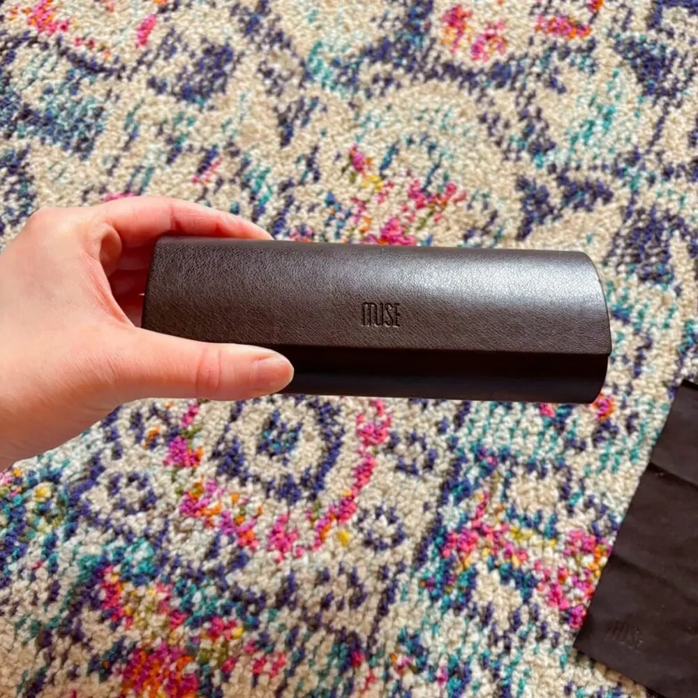 Muse Eyewear Black Magnetic Flip Top Glasses Case with Cleaning Cloth